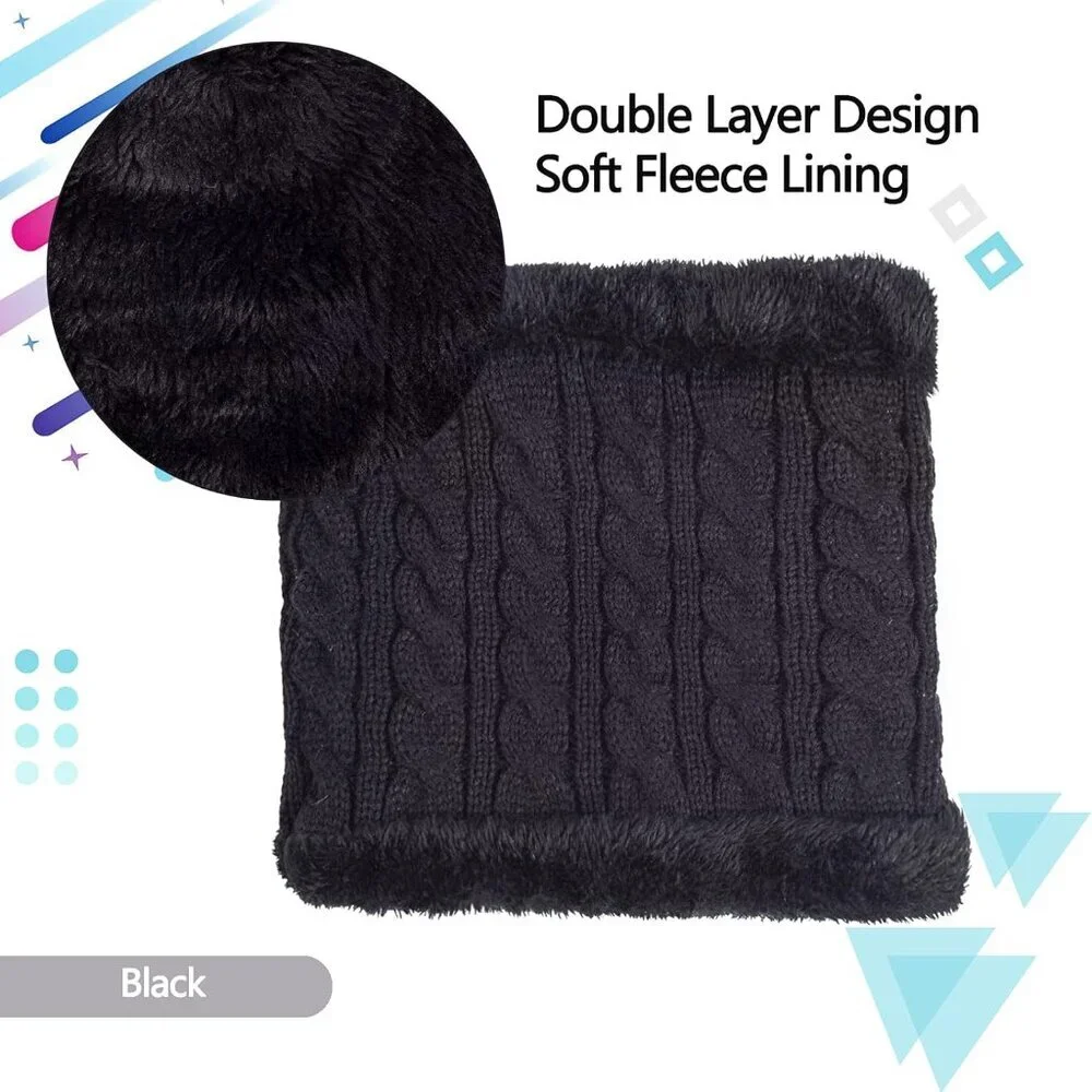 Kids Winter Hats Gloves Scarf Set for Girls Toddler Beanie Neck Warmer Thick Fle